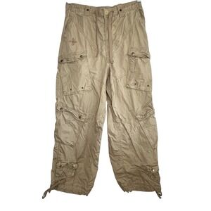 SMFK WildWorld Cargo Pants Small Y2k Khaki Wide Leg Streetwear Baggy Tech Grunge
